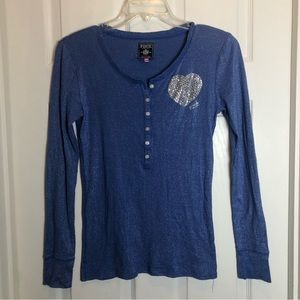 Pink Victoria’s Secret Long Sleeve Top with Silver Heart. Size L